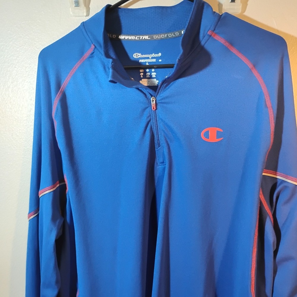 Champion Quarter Zip, Mens Large Blue Performax Activewear Pullover